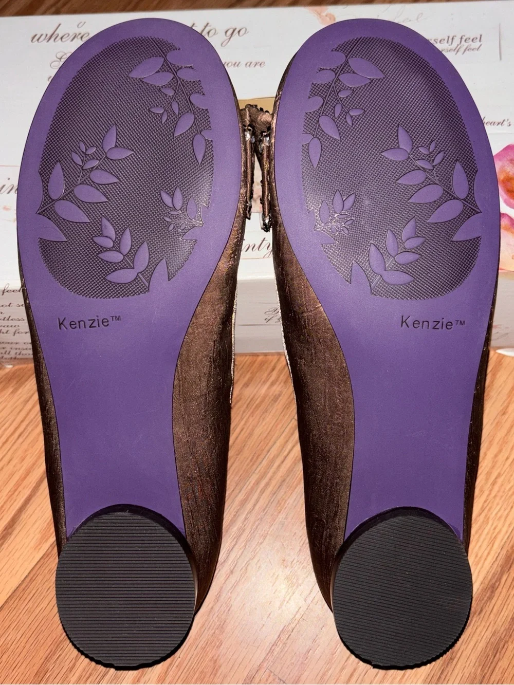 kenzie Brown Embellished Ballet Flats